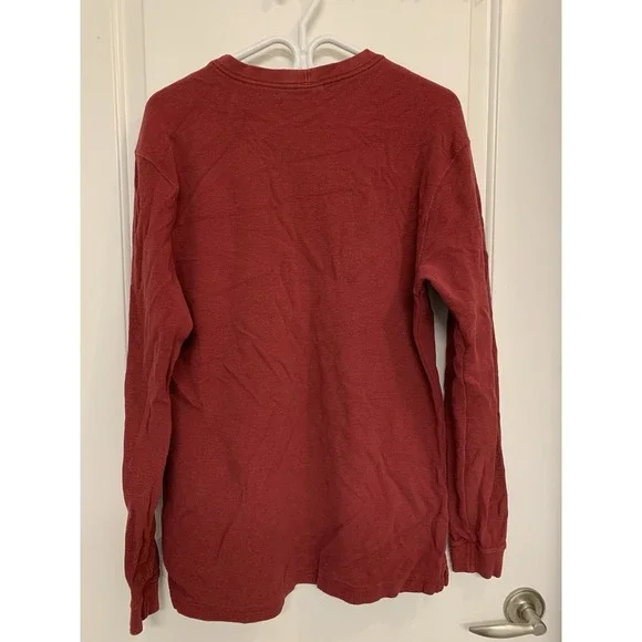 Vintage 2011 Carhartt Script Logo Thermal Waffle Knit Top Red M - Picture 3 of 9